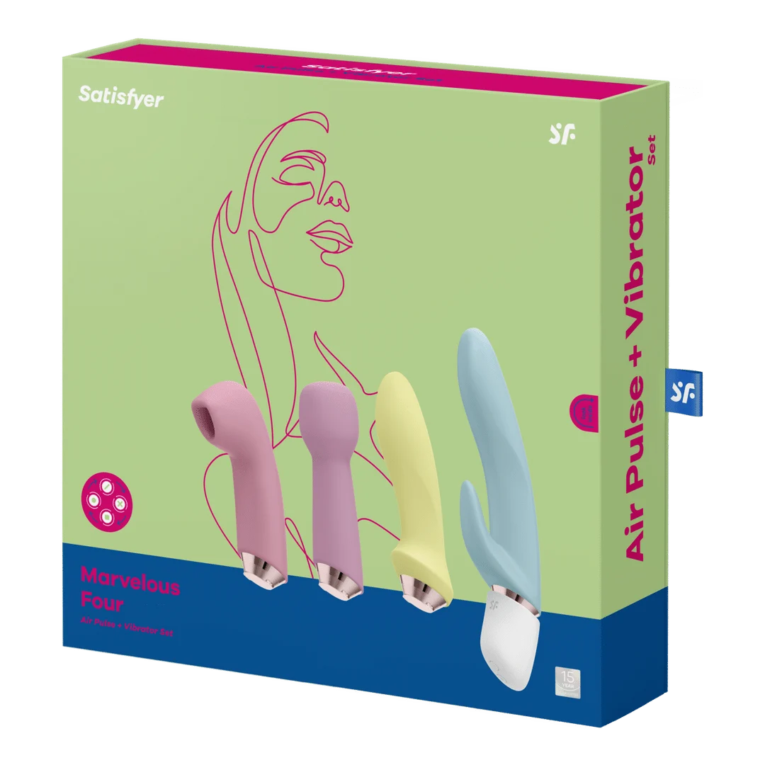 Wibrator Satisfyer z falami powietrza – wibrator punktu G – Marvelous Four – wibrator z różnymi nakładkami Satisfyer - obrazek 1