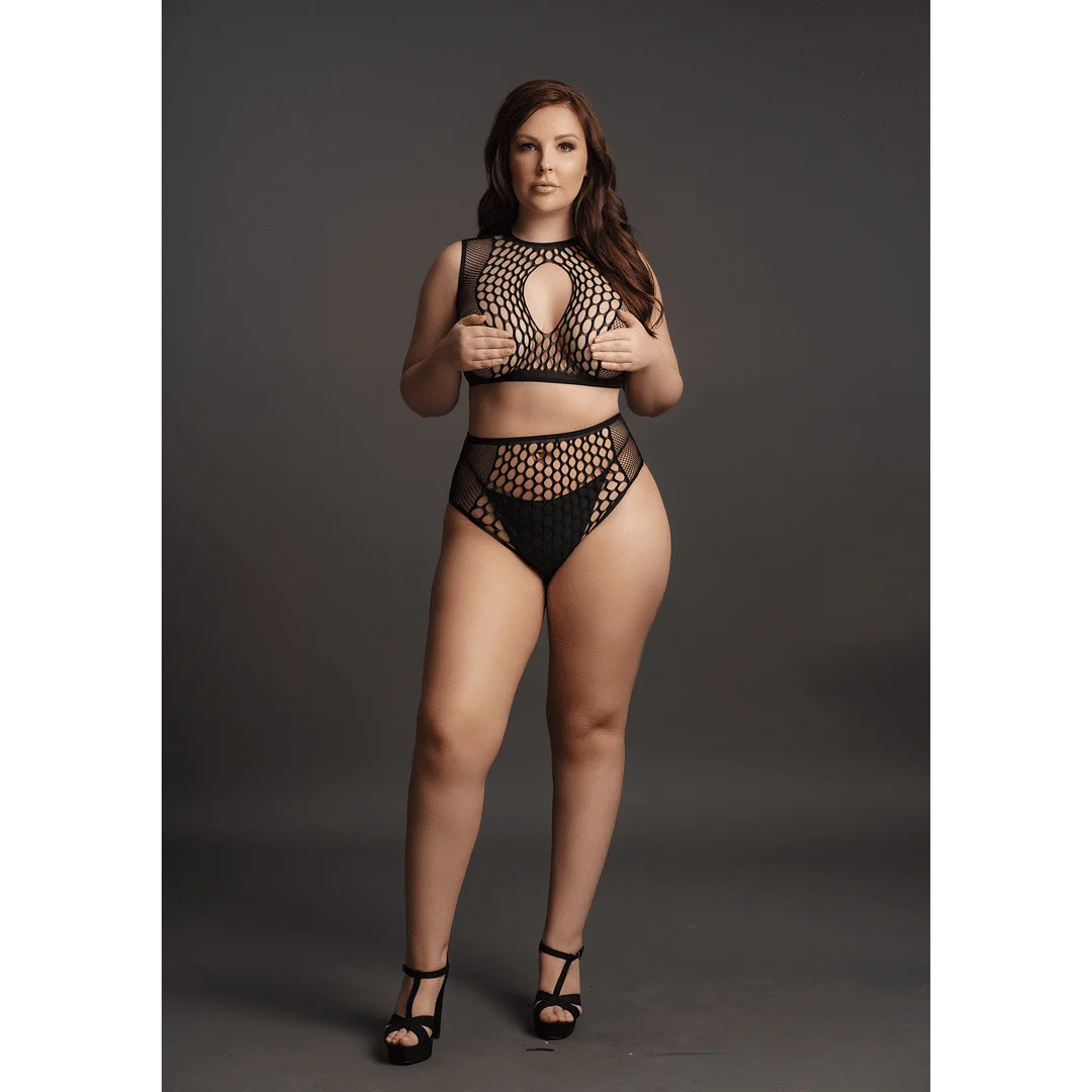 Zestaw biustonosz i majtki Duo Net Key Hole - Plus Size - obrazek 4