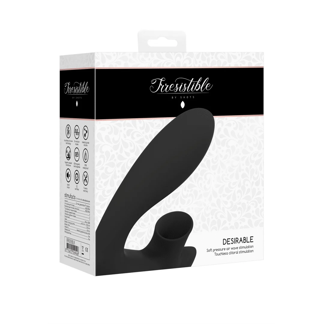 IRR005BLK-2 Masażer powietrzny – wibrator do punktu G – Gewenst - Buigbare Luchtpuls Vibrator Irresistible by Shots - obrazek 1