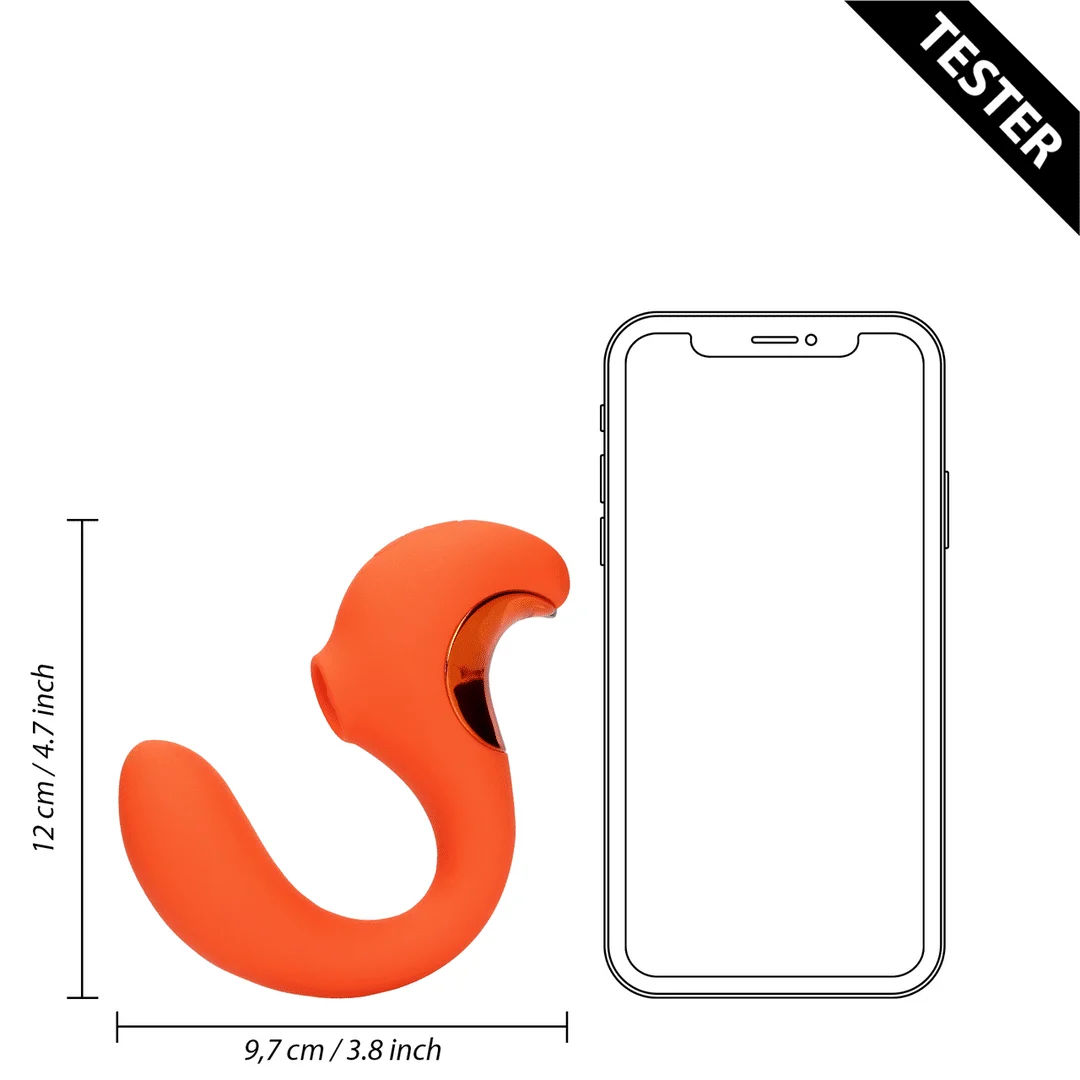 Wibrator ciśnieniowy – Wibrator punktu G – Wibrator punktu G z falami pulsacyjnymi dla łechtaczki – Untamed Orange Loveline by Shots - obrazek 11
