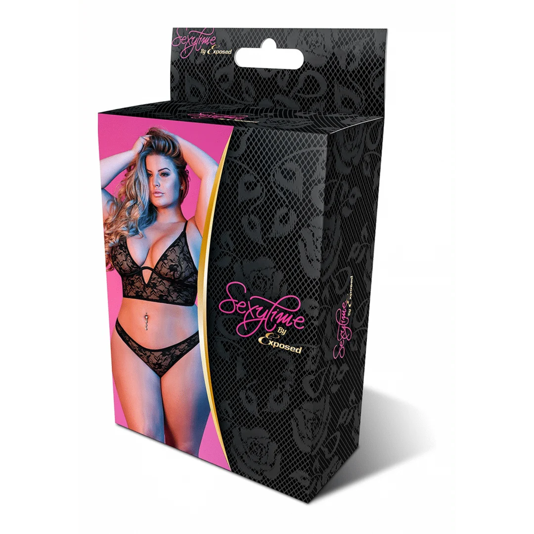 Koronkowa bralette i majtki Magic Silk, czarne, 2X - obrazek 1