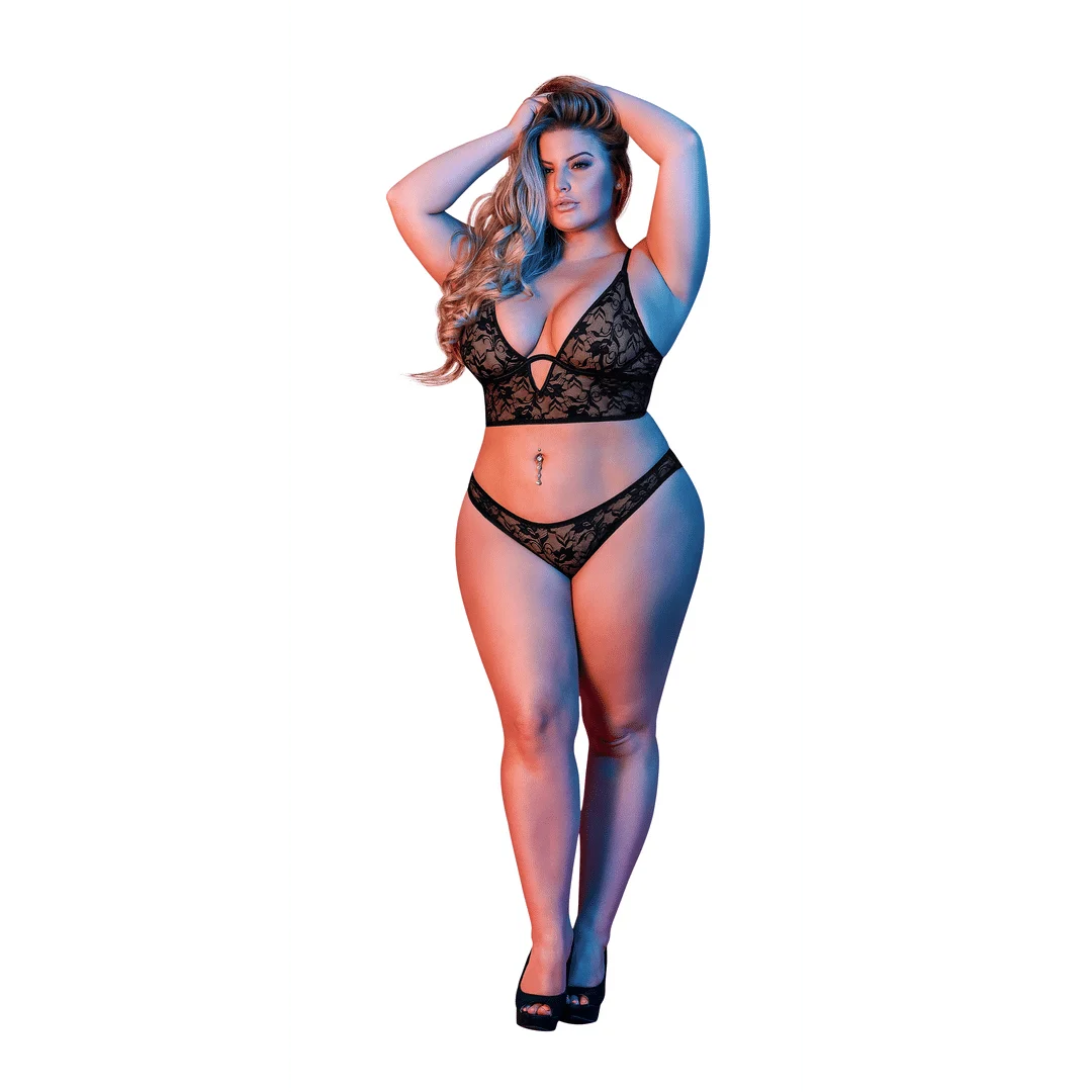 Koronkowa bralette i majtki Magic Silk, czarne, 2X - obrazek 6