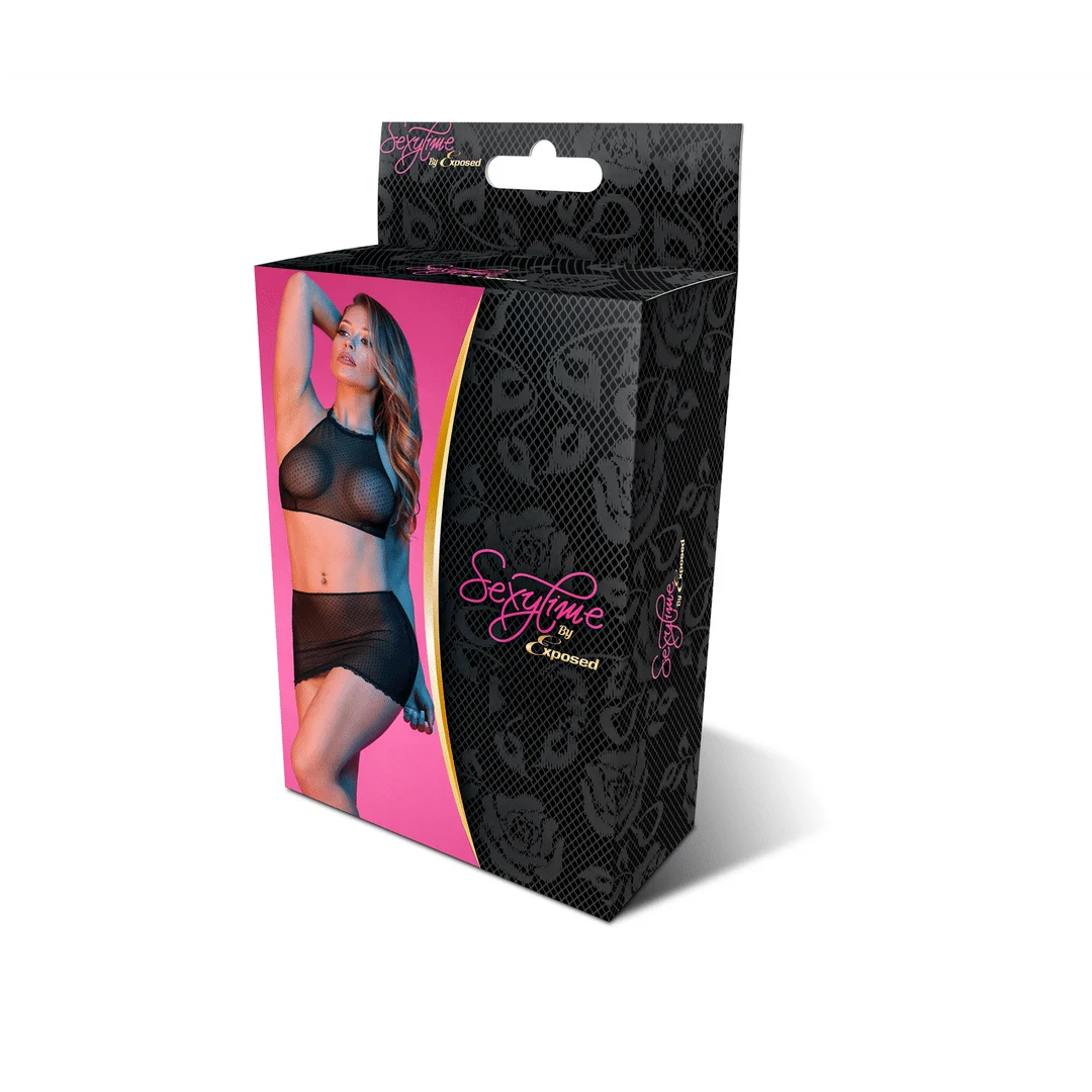 Top halter i minispódniczka Magic Silk w kropki z siateczki - obrazek 13