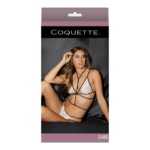 Koronkowy bralette Coquette, figi i uprząż z otwartym krokiem