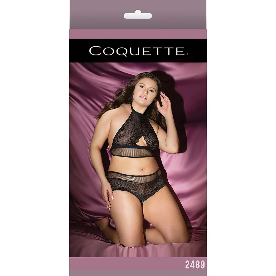 Body Coquette z kabaretki, z dekoltem halter i szortami podkreślającymi pośladki - obrazek 1