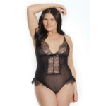 Zmysłowe body plus size z odkrytym krokiem i koronkowymi detalami, podkreślające krągłości | LIN - obrazek 2