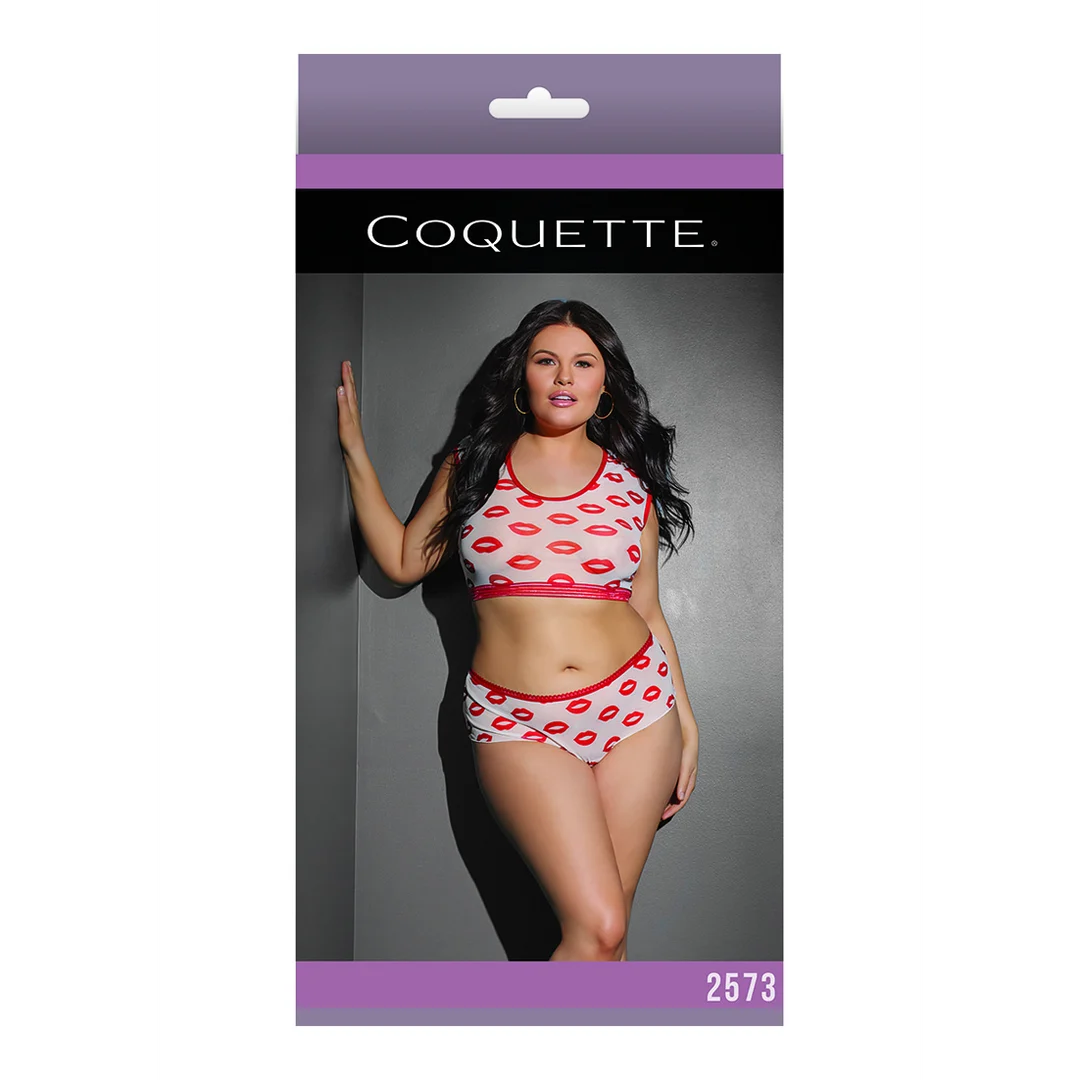 Top Coquette i szorty z nadrukiem ust - obrazek 1