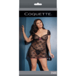 Koronkowa babydoll plus size z różowymi detalami i kokardką, dla pełniejszych kształtów | SexyPlus