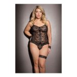 Top Coquette Cami z stringami G, czarny, plus size - obrazek 3