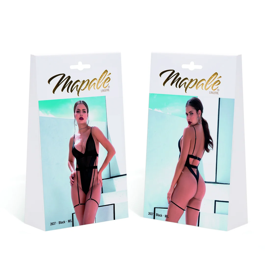 Czarne body Mapalé z siateczki i imitacji skóry - obrazek 7