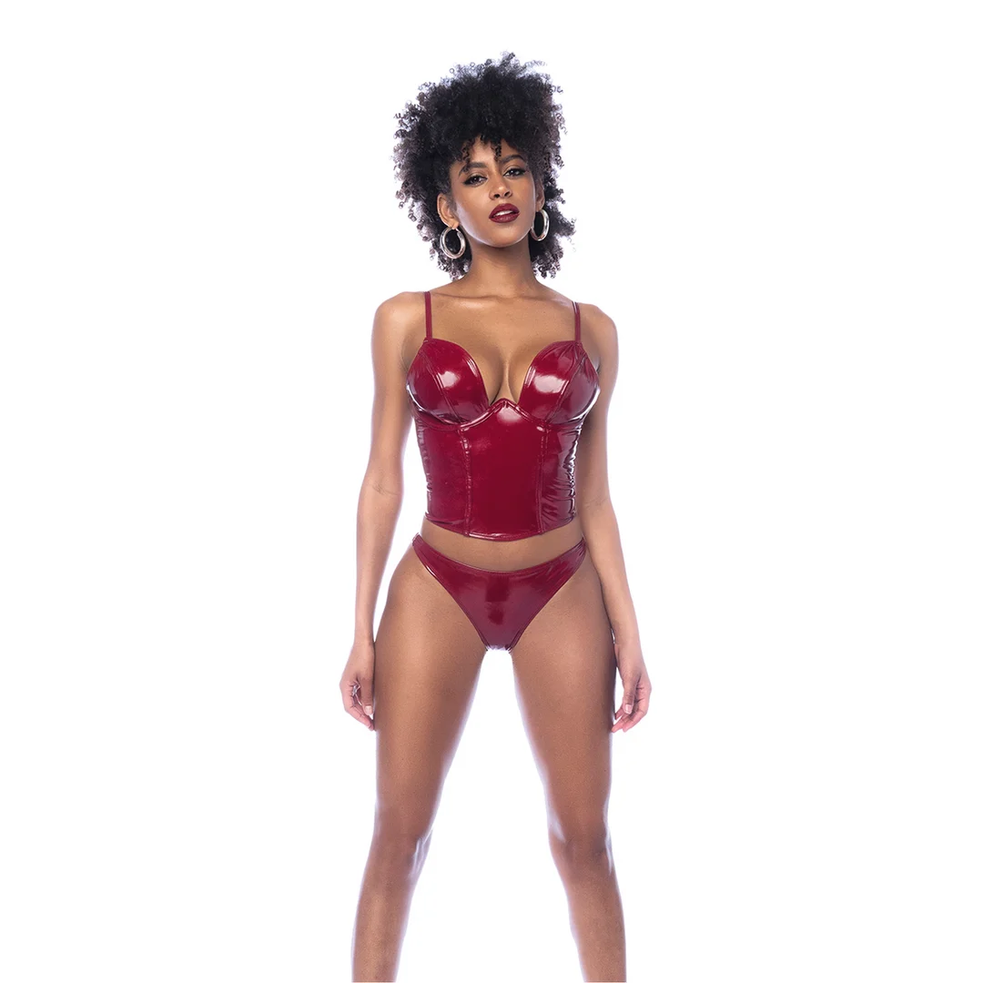 Zestaw bustier Mapalé w połyskującym kolorze wina - obrazek 2