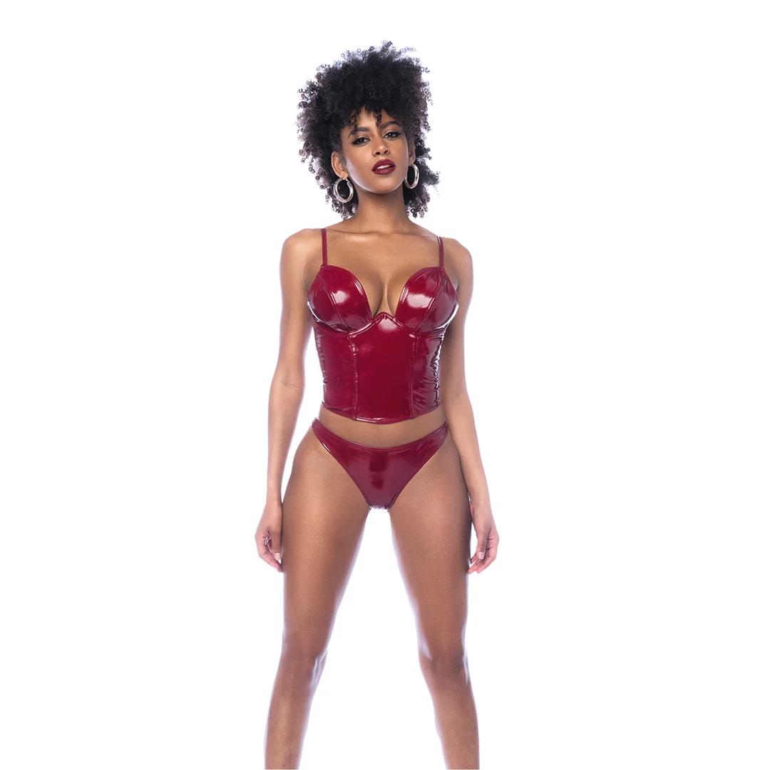Zestaw bustier Mapalé w połyskującym kolorze wina - obrazek 4