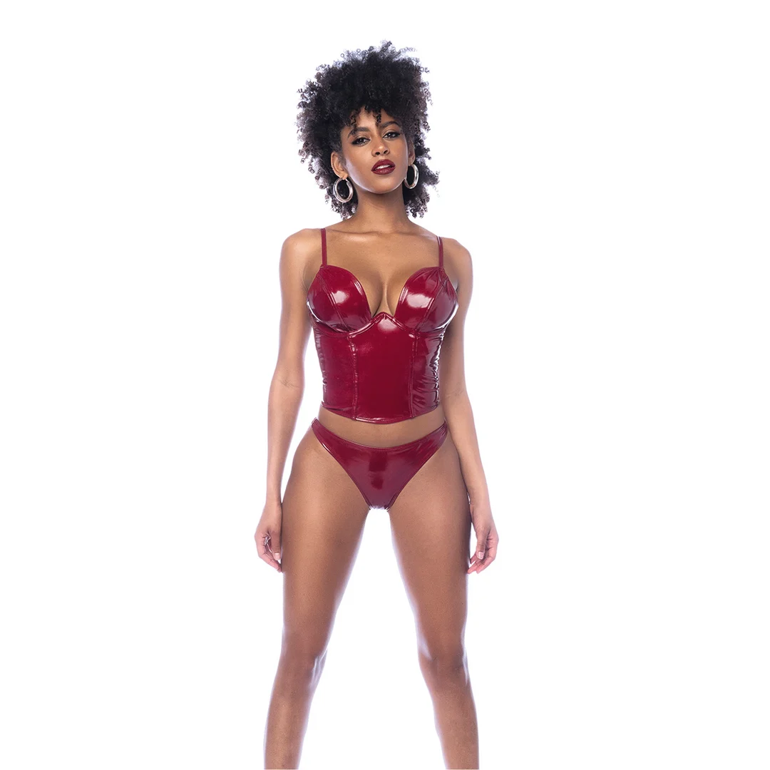 Zestaw bustier Mapalé w połyskującym kolorze wina - obrazek 8