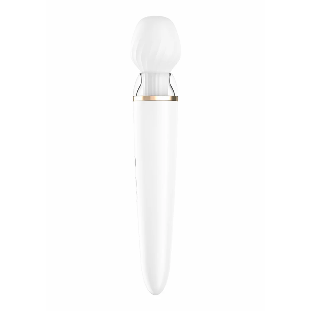 Wibrator typu wand Satisfyer sterowany aplikacją z wymiennymi nasadkami, Satisfyer, biały - obrazek 5