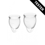 Kubeczki menstruacyjne – zestaw dwóch (15 ml i 20 ml), przezroczyste – Tester