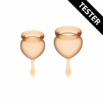 Zestaw kubeczków menstruacyjnych – silikon medyczny – 15 i 20 ml – pomarańczowy – Feel Good - obrazek 3