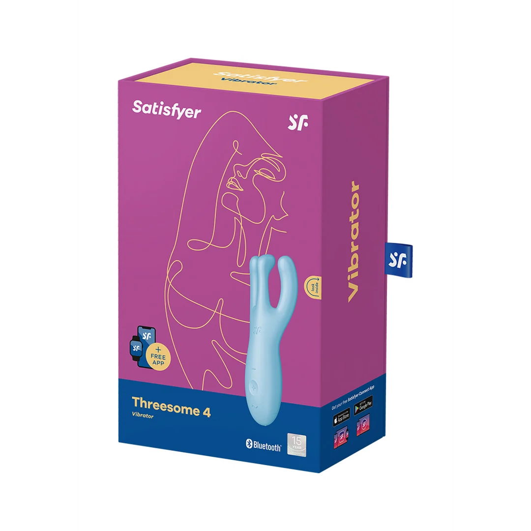 Niebieski wibrator do masażu Satisfyer Threesome 4Plus z aplikacją - obrazek 1