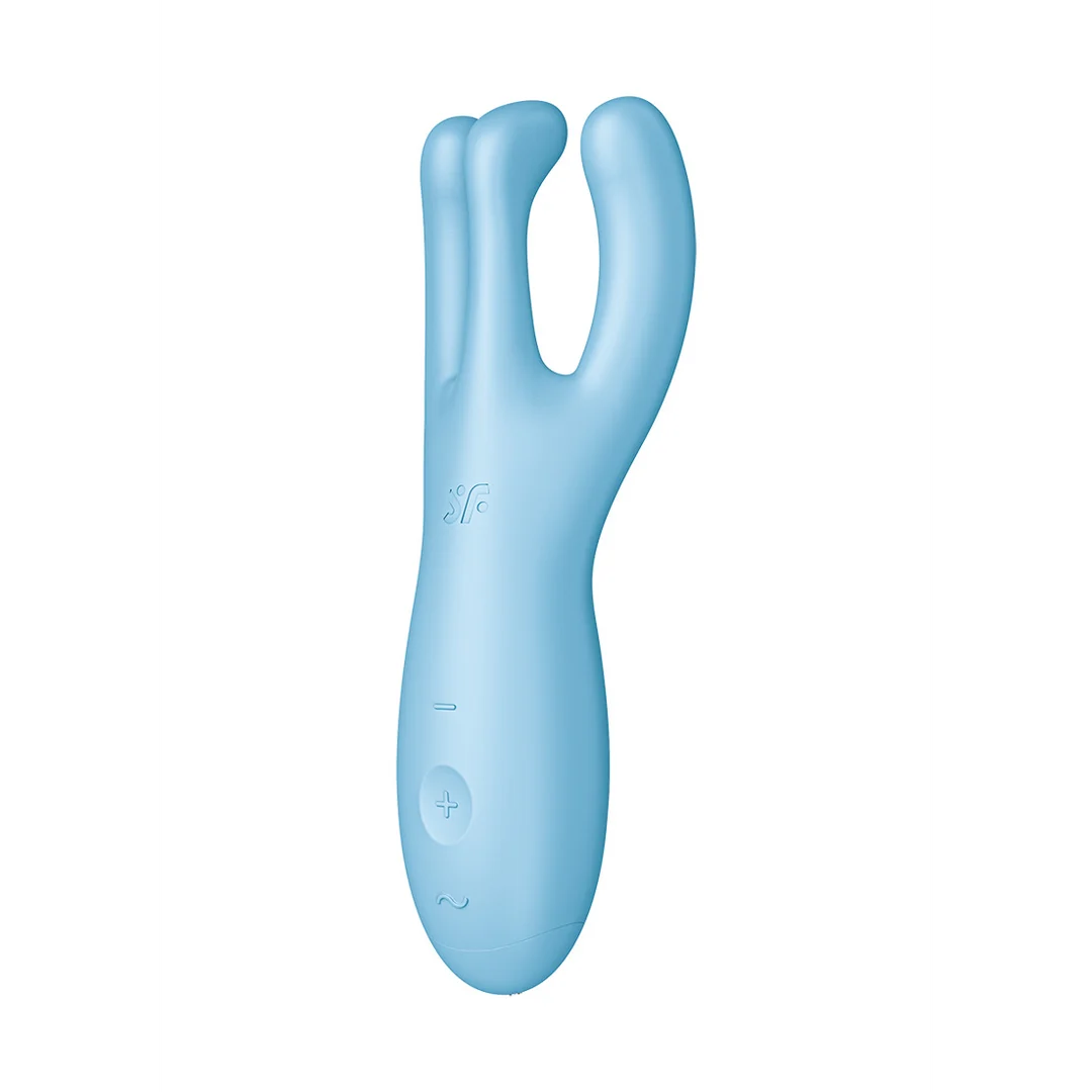 Niebieski wibrator do masażu Satisfyer Threesome 4Plus z aplikacją - obrazek 3