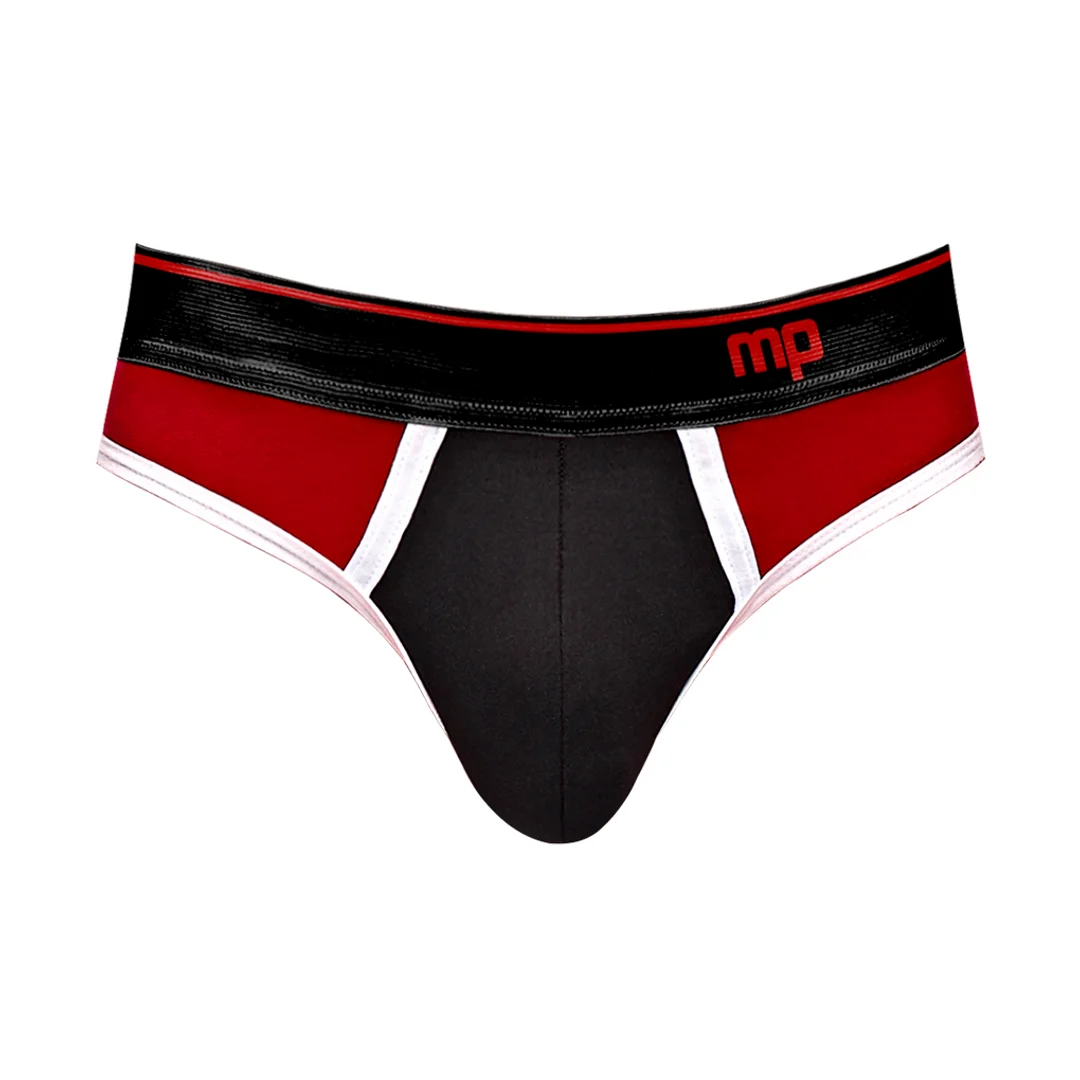 Male Power Panel Thong L/XL, czarno czerwone - obrazek 4