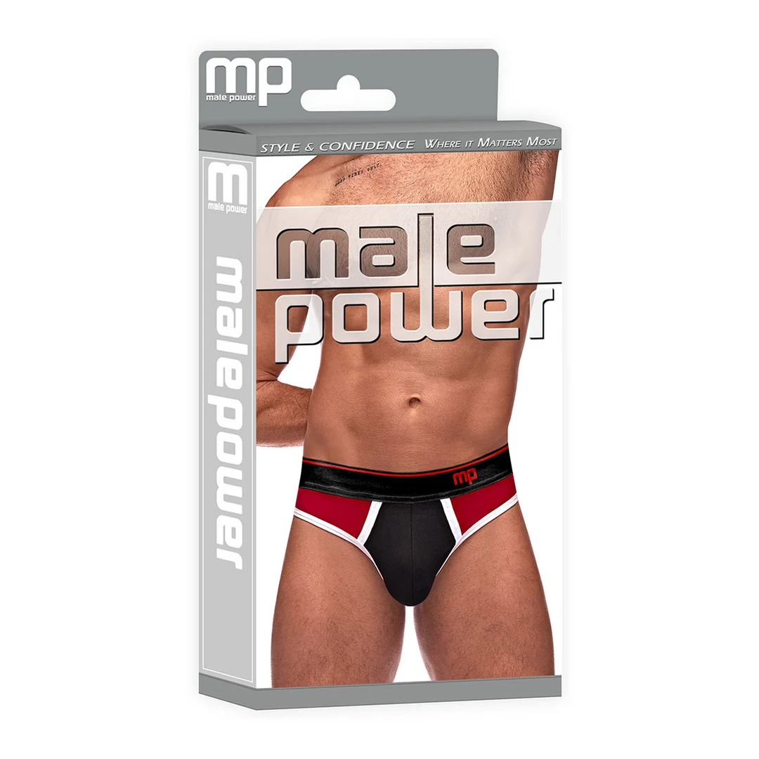 Male Power Panel Thong L/XL, czarno czerwone - obrazek 13