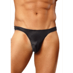Czarne stringi Male Power Satin Spandex Bong - obrazek 12