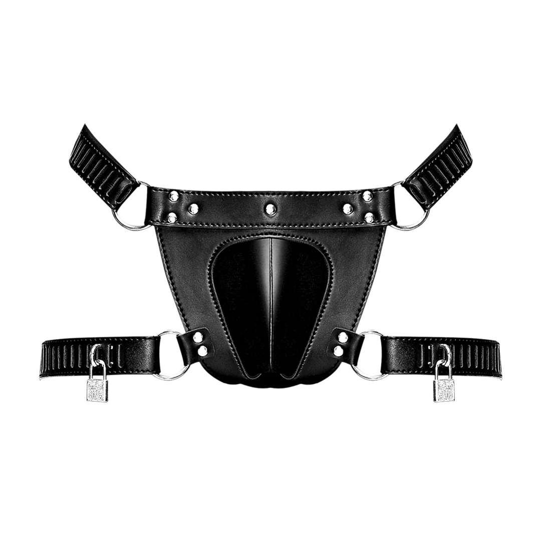 Męskie stringi BDSM z zapięciem chastity dla wyrazistego, dopasowanego looku - Male Power - obrazek 2