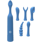 Mini wibrator – 6 wymiennych głowic i 10 trybów – iVibe Select iQuiver (Periwinkle/Red Velvet) Doc Johnson - obrazek 2