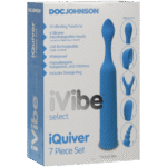 Mini wibrator – 6 wymiennych głowic i 10 trybów – iVibe Select iQuiver (Periwinkle/Red Velvet) Doc Johnson