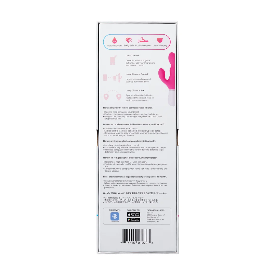 Lovense Nora, różowy wibrator typu rabbit ze zdalnym sterowaniem Bluetooth Lovense - obrazek 2