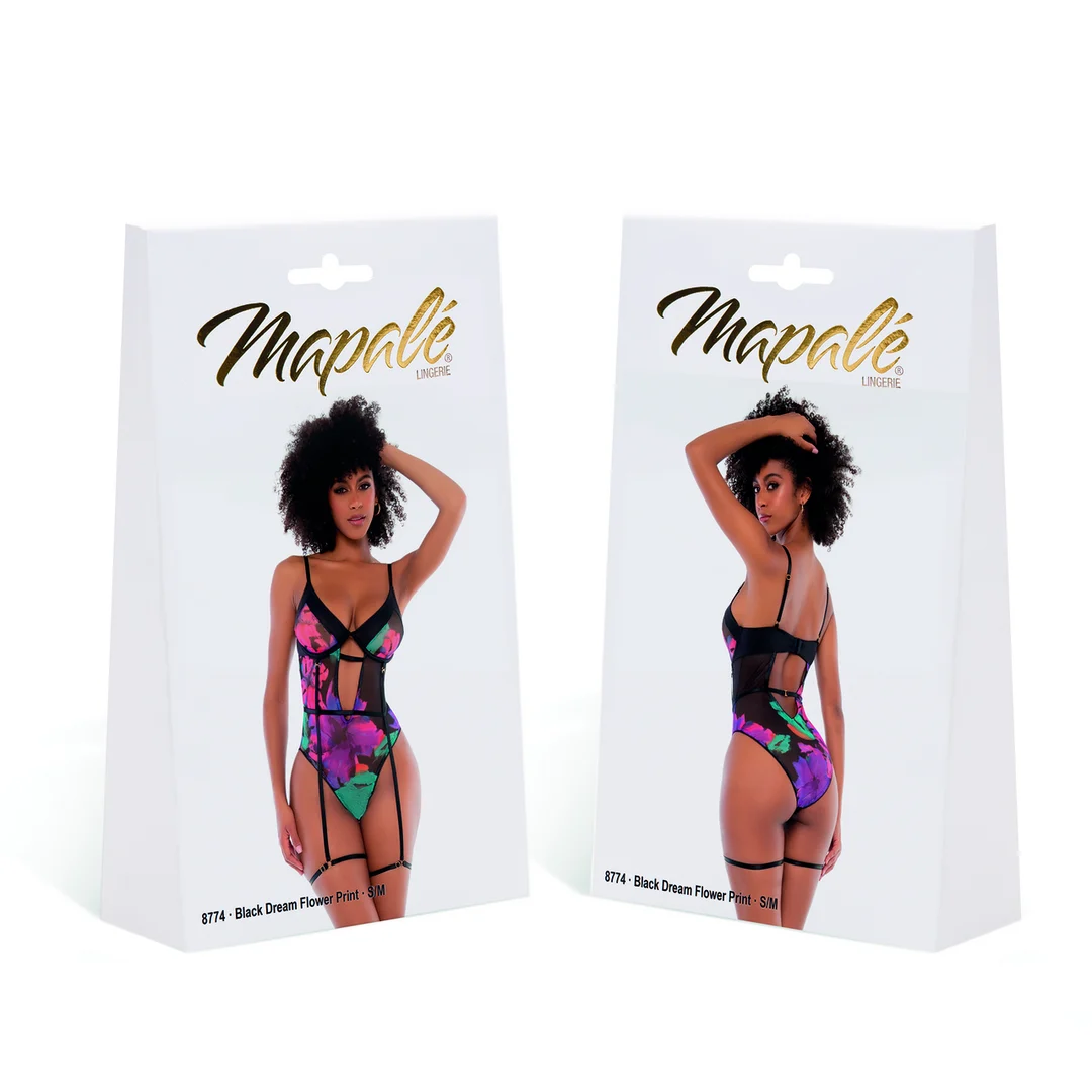 Body Mapalé z czarnym kwiatowym wzorem Dream Flowers - obrazek 9