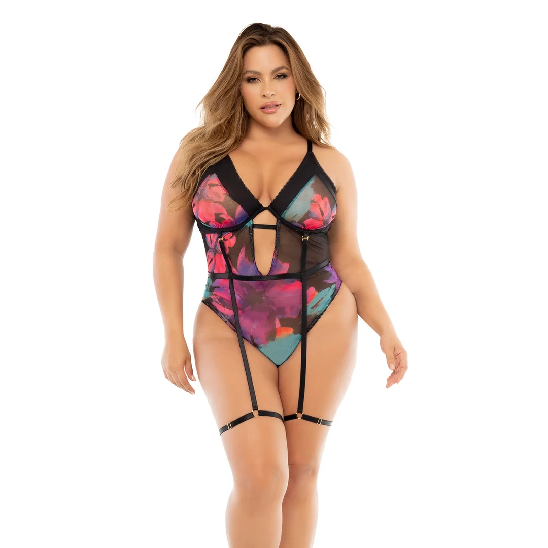 Body Mapalé z czarnym kwiatowym wzorem Dream Flowers - obrazek 4