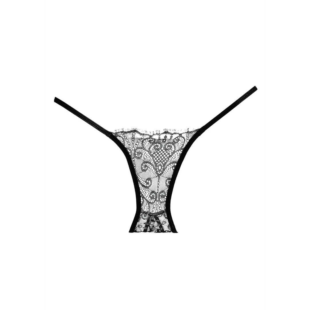 A1005BLK-OS-11 Allure Betoverde Belle, stringi z otwartym krokiem, czarne - obrazek 1