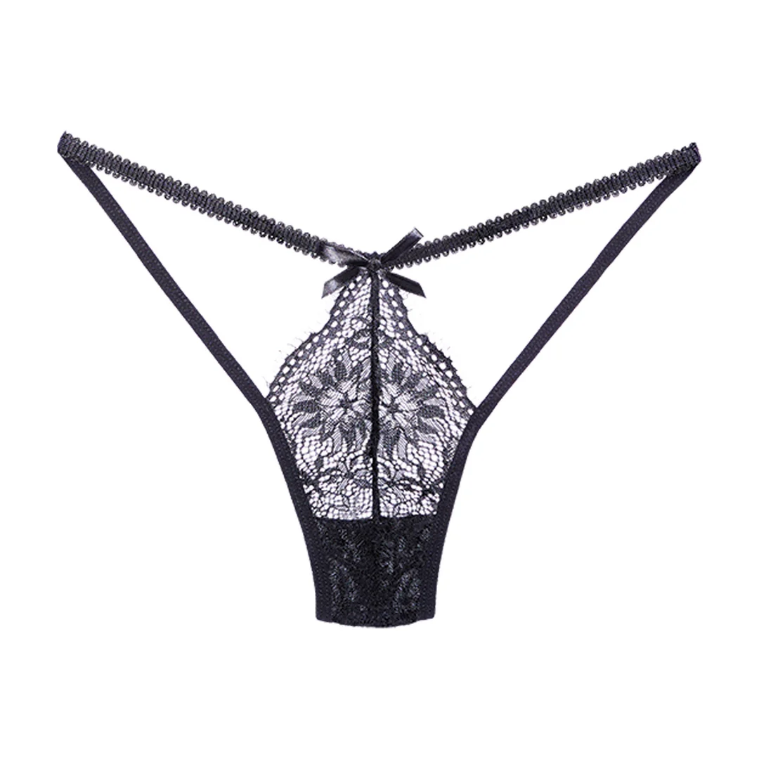 Czarne koronkowe stringi Allure - obrazek 2