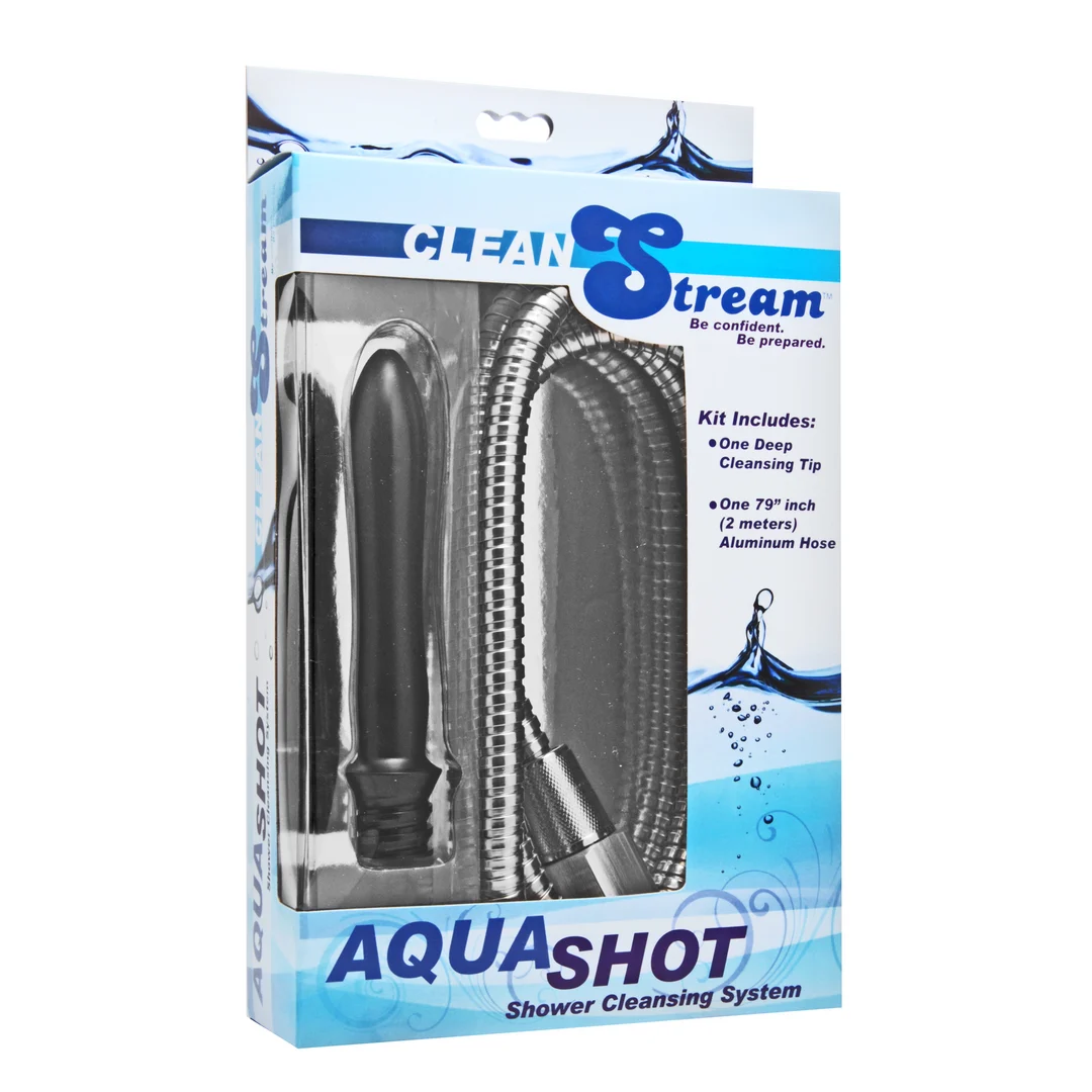 Prysznic analny Aqua Shot z gładką, średniej wielkości końcówką i wężykiem o długości 79 cali - obrazek 1