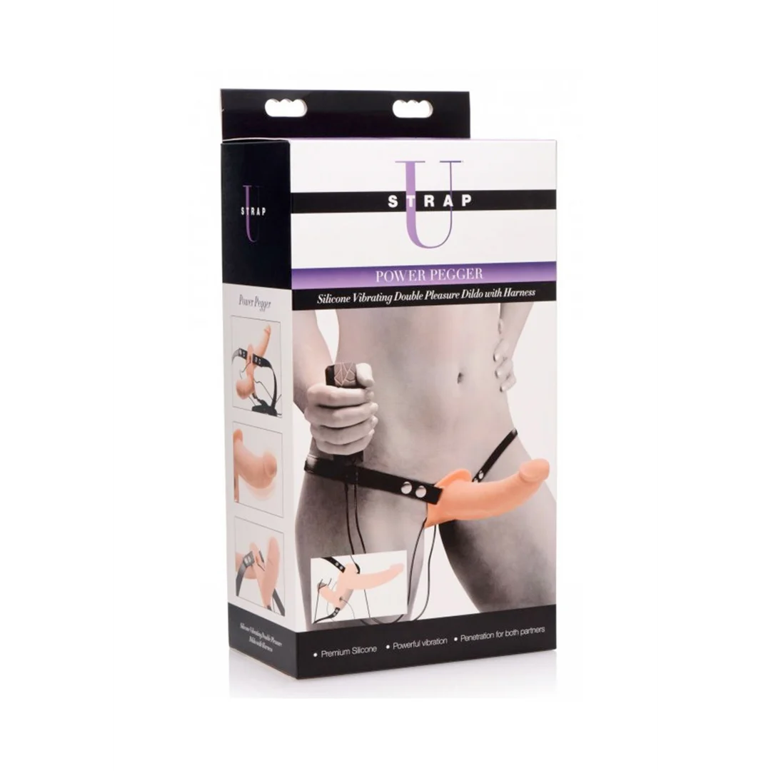 Dildo do noszenia z regulowaną uprzężą – Supreme Pleasure – wibrujące podwójne dildo z uprzężą - obrazek 7