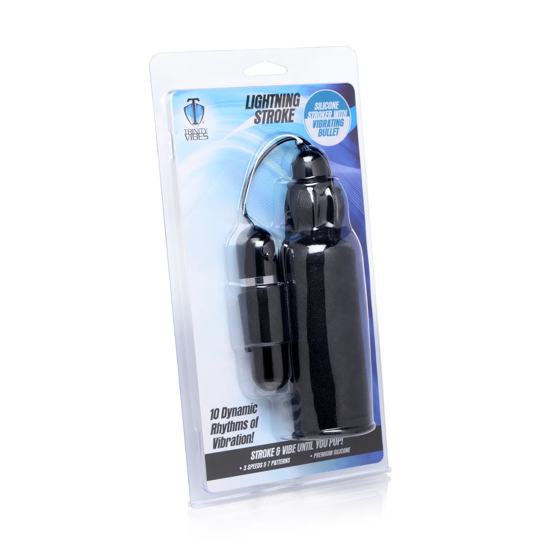Kompaktowy stroker z wibrującym bulletem – Lightning Stroke - obrazek 1