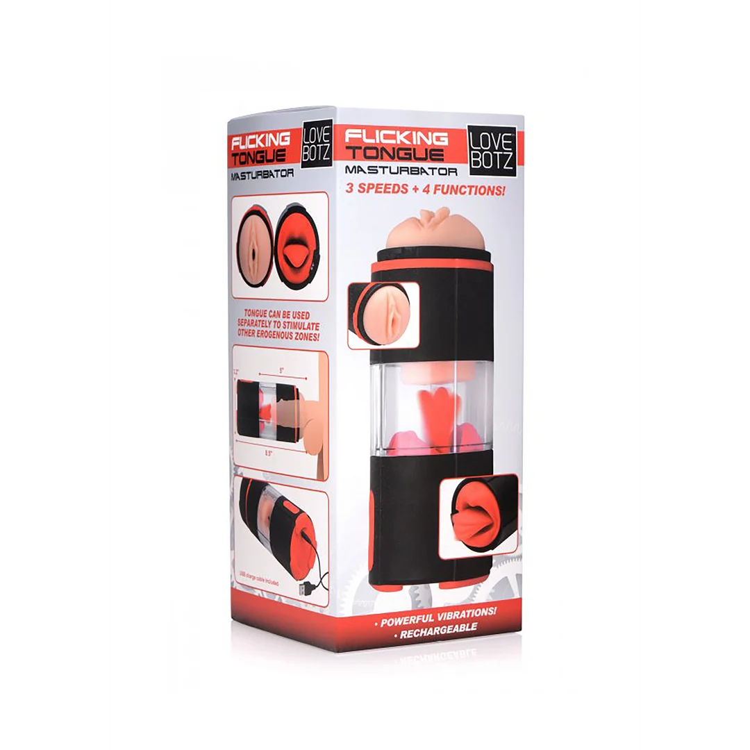 Masturbator XR Brands z ruchomym językiem - obrazek 1