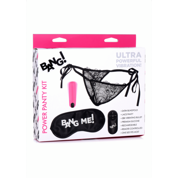 Power Panty z koronkowymi majtkami, wibrującą kulką i opaską na oczy