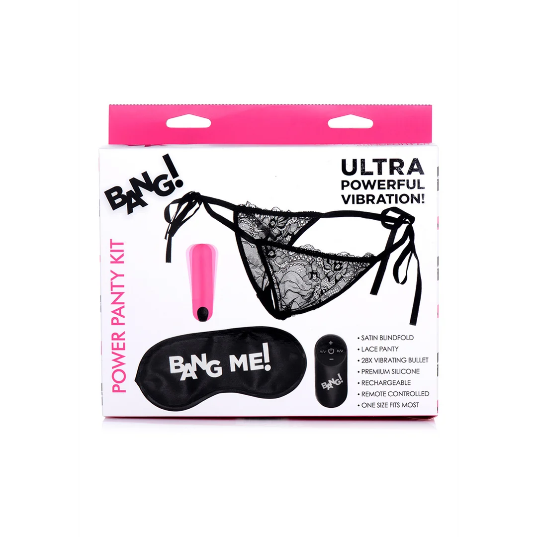 Power Panty z koronkowymi majtkami, wibrującą kulką i opaską na oczy - obrazek 2