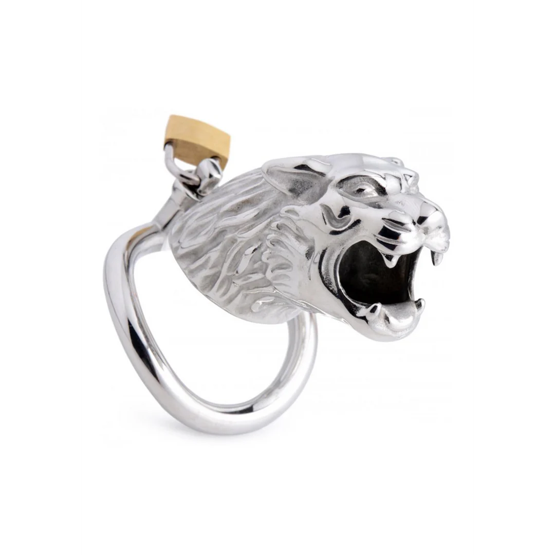 Klatka chastity z bezpiecznym mechanizmem zamykania – Tiger King - obrazek 3