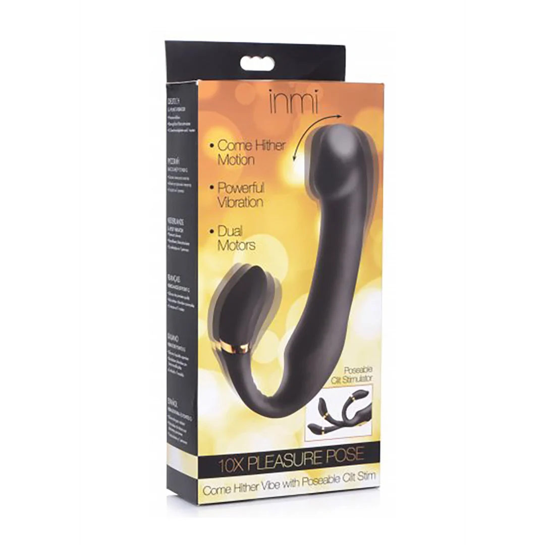 Podwójny wibrator z ruchomym stymulatorem łechtaczki – Pleasure XR Brands - obrazek 1