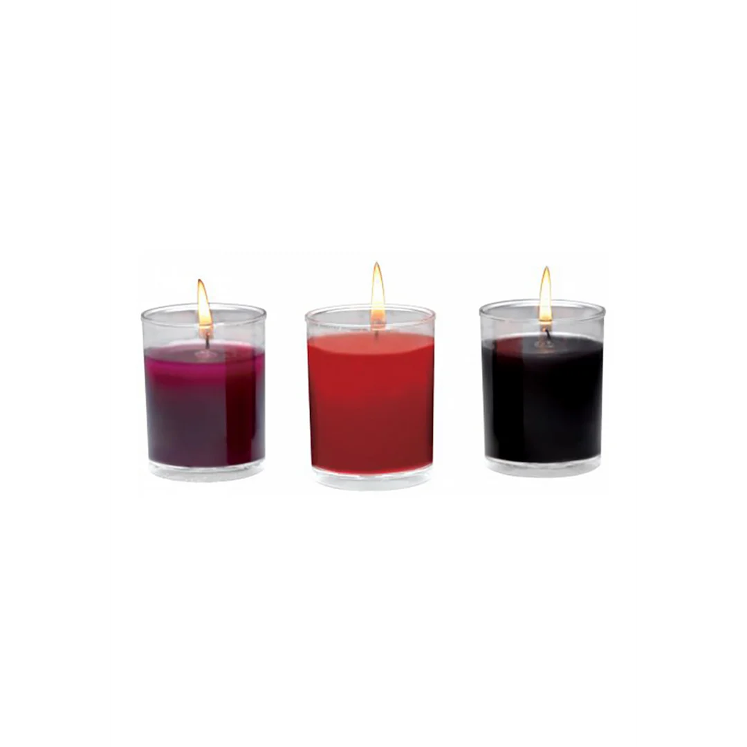 Świeca do masażu – zestaw świec kapiących Flame Drippers do zabawy świecami – delikatnie perfumowane – 3 sztuki - obrazek 3