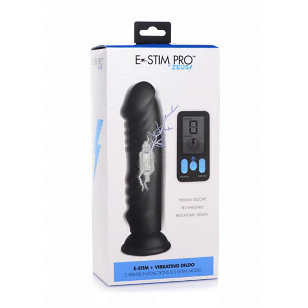 Wibrujący silikonowy dildo XR Brands z elektrostymulacją i pilotem