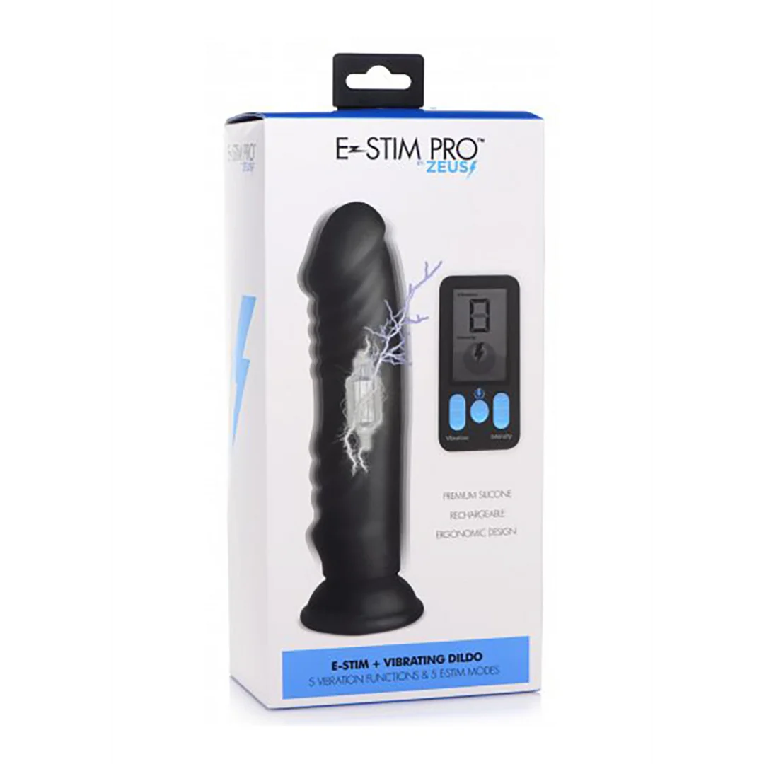 Wibrujący silikonowy dildo XR Brands z elektrostymulacją i pilotem - obrazek 1