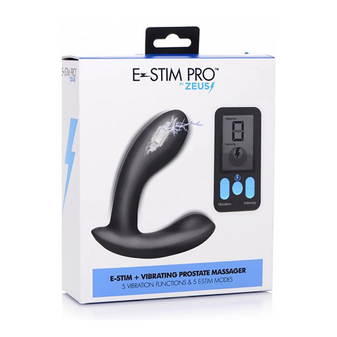AG663-2 Stymulator prostaty z pilotem – E Stim Pro – silikonowy wibrujący masażer prostaty z pilotem - obrazek 1