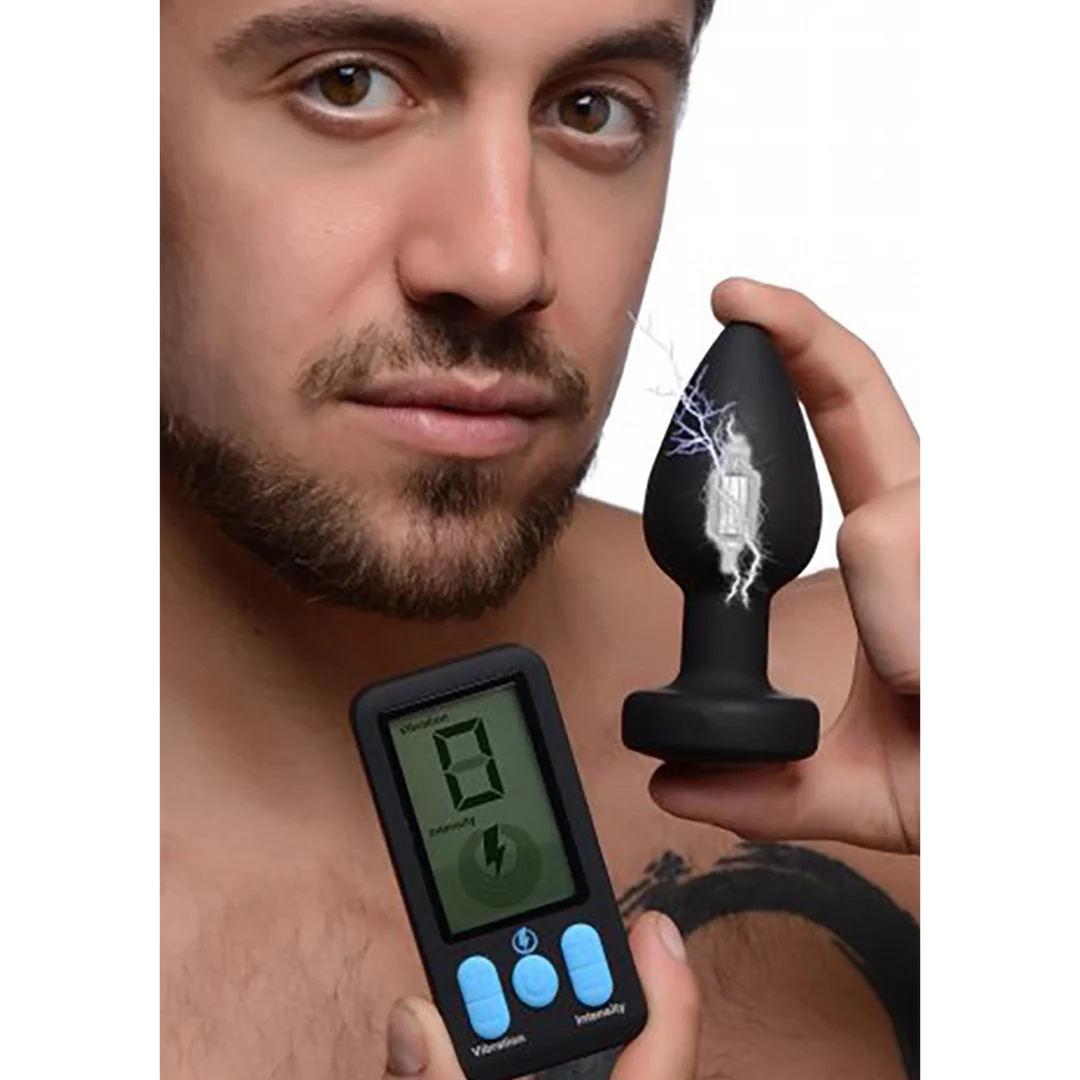 Silikonowy wibrujący korek analny E Stim Pro z pilotem - obrazek 2