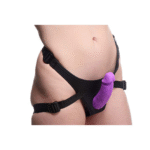 strap on z regulowanym paskiem – Double Charmer – podwójne silikonowe dildo z uprzężą - obrazek 3