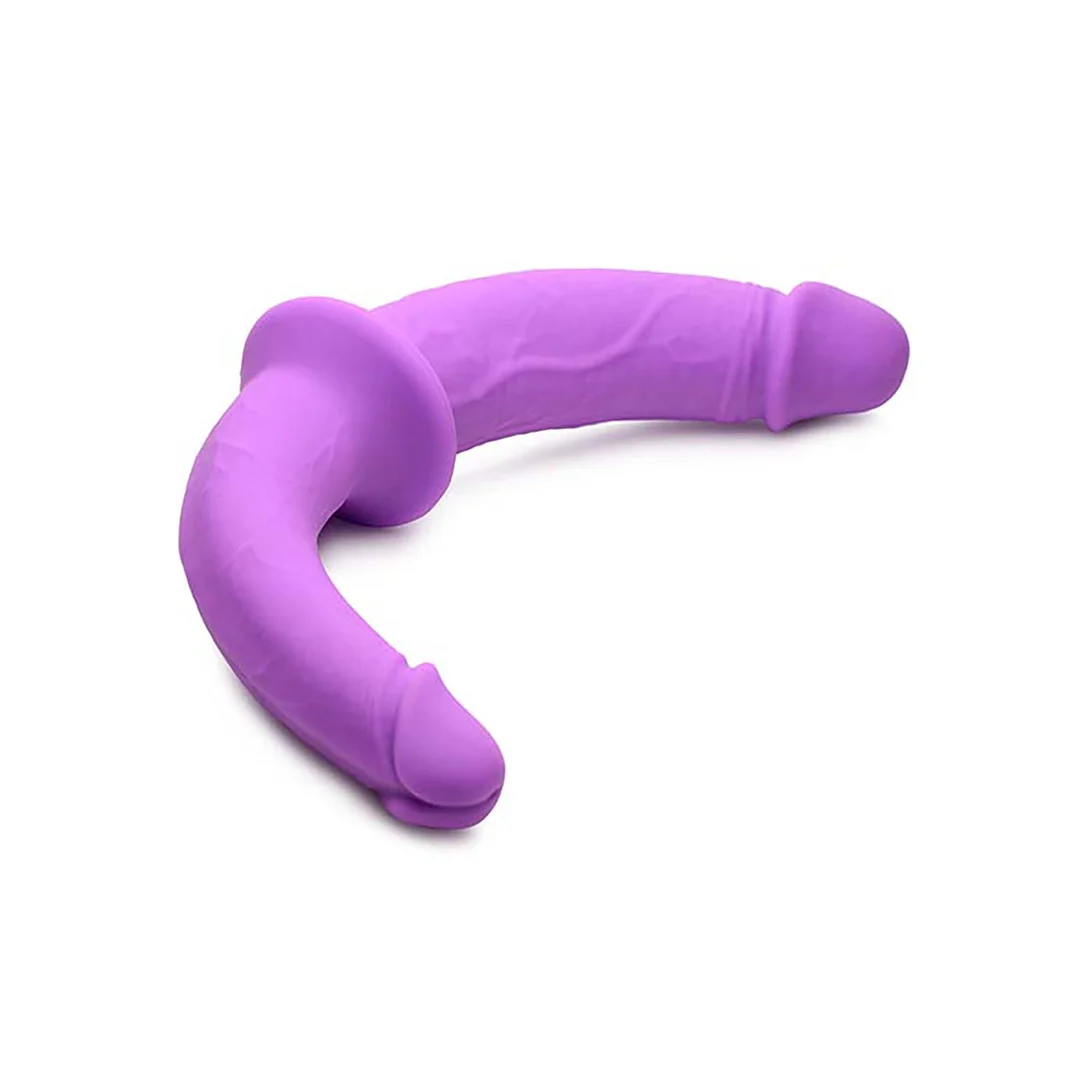 strap on z regulowanym paskiem – Double Charmer – podwójne silikonowe dildo z uprzężą - obrazek 2