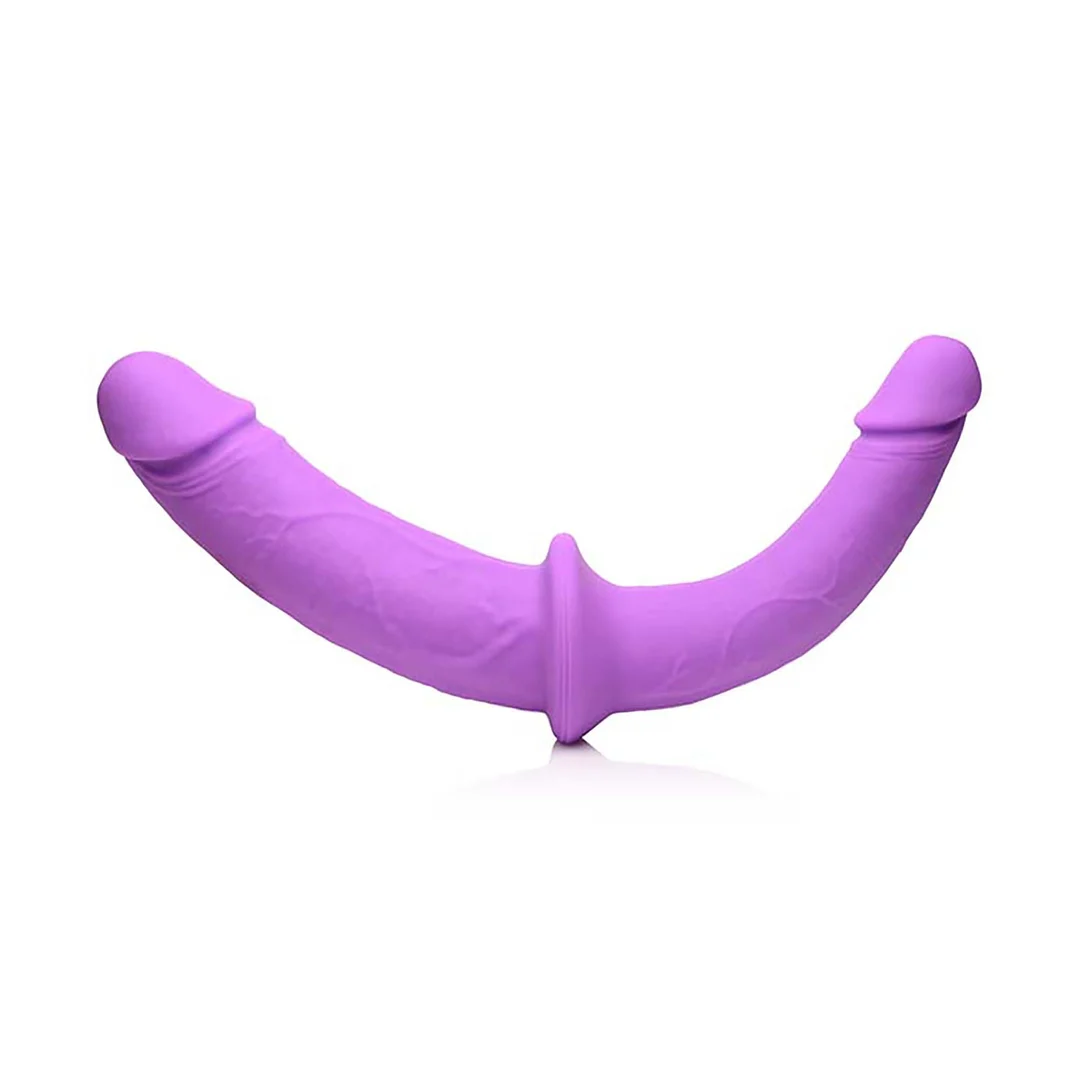 strap on z regulowanym paskiem – Double Charmer – podwójne silikonowe dildo z uprzężą - obrazek 5