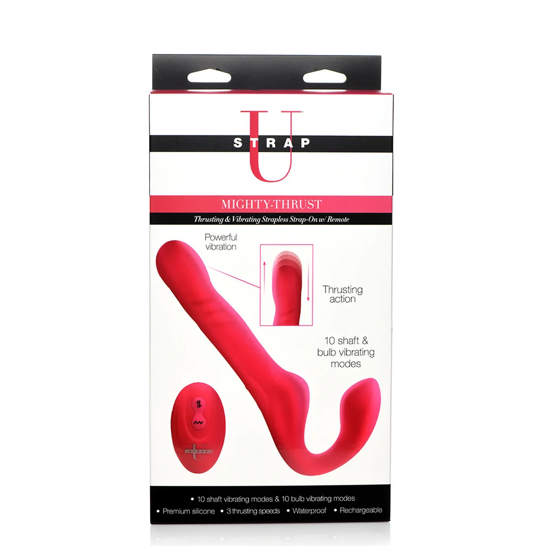 XR Brands Mighty Thrust strapless strap on z funkcją pchania i pilotem - obrazek 1